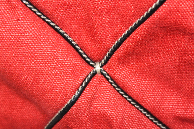 Bottega Venneta Red Canvas Tote with Leather Trim