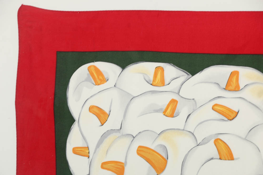 Printed Silk Scarf Featuring Calla Lilies in the Style of Diego Rivera