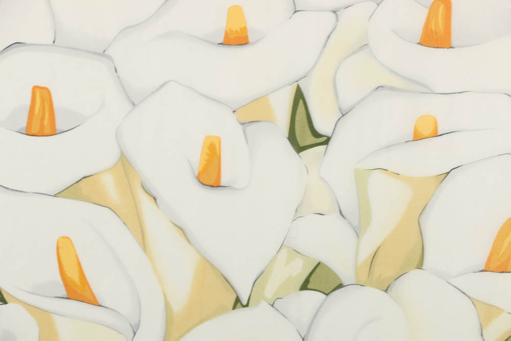 Printed Silk Scarf Featuring Calla Lilies in the Style of Diego Rivera