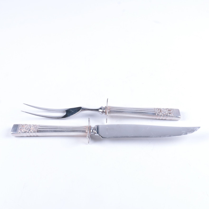 Silver Plate Fluted Carving Utensils