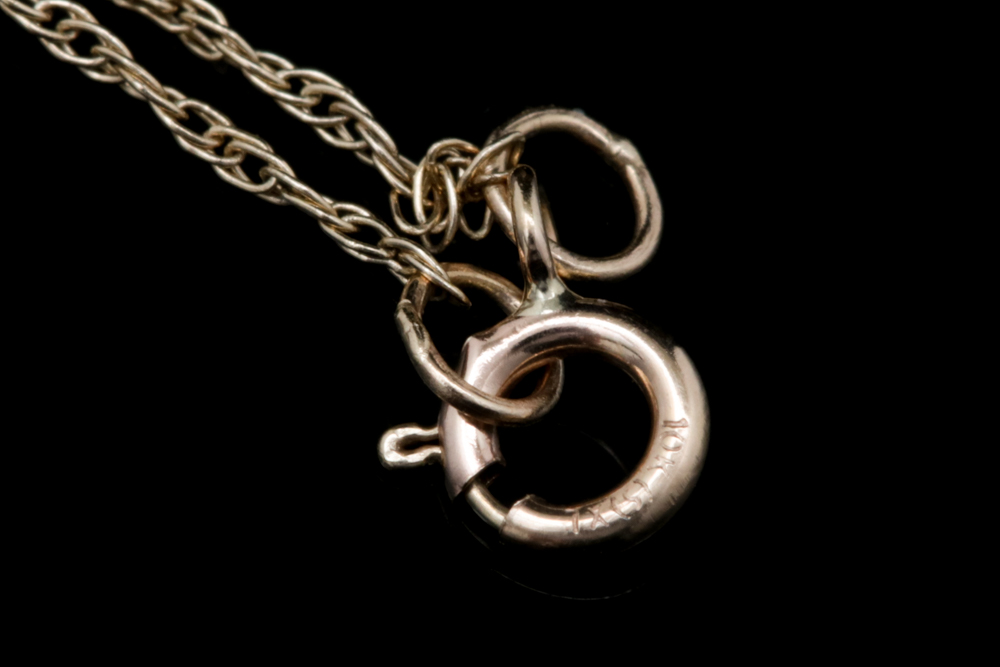 10K Yellow Gold, Freshwater Pearl and Diamond Pendant with Chain