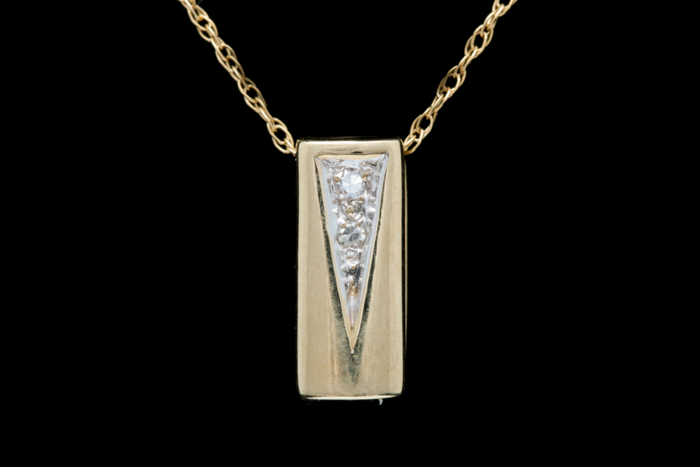 14K Yellow Gold and Diamond Pendant with Chain