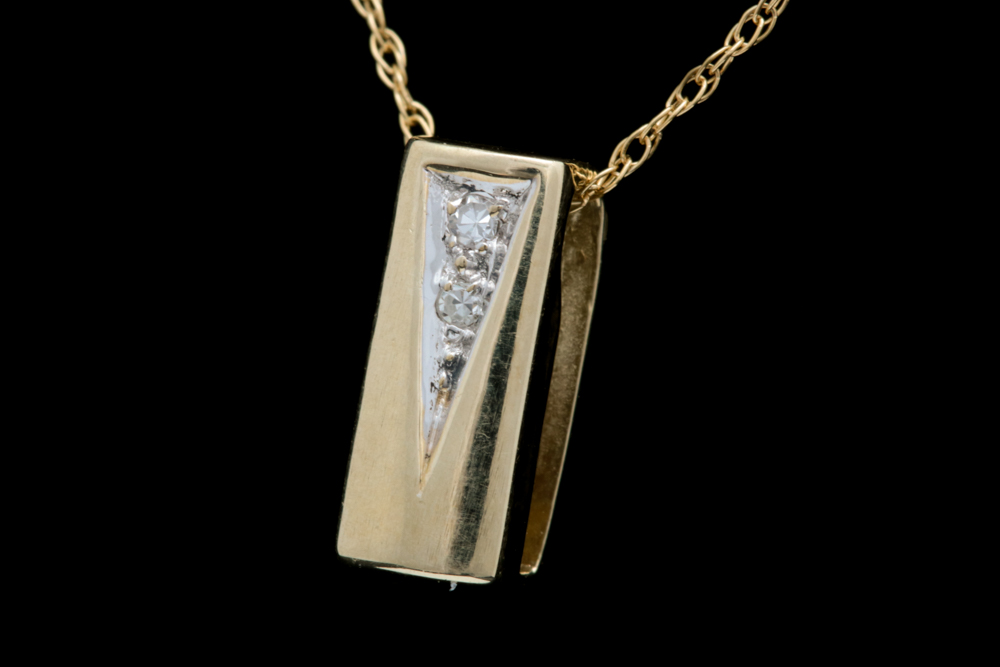 14K Yellow Gold and Diamond Pendant with Chain