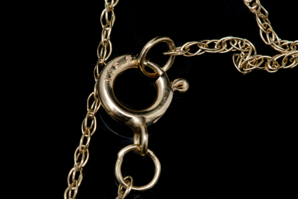 14K Yellow Gold and Diamond Pendant with Chain