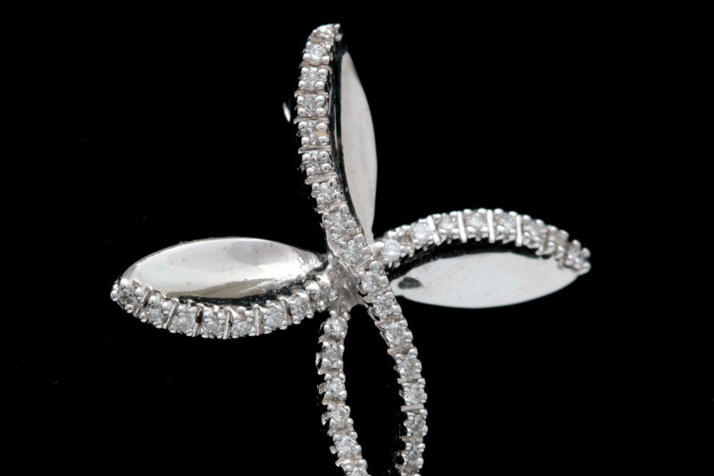 14K White Gold and Diamond Cross Pendant