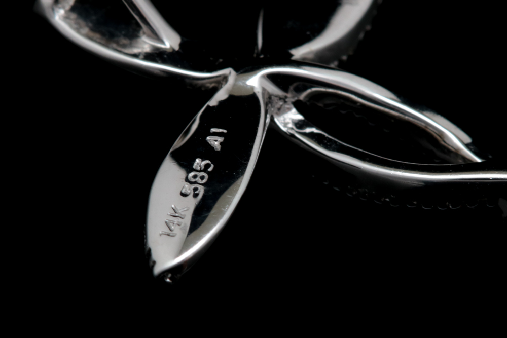 14K White Gold and Diamond Cross Pendant