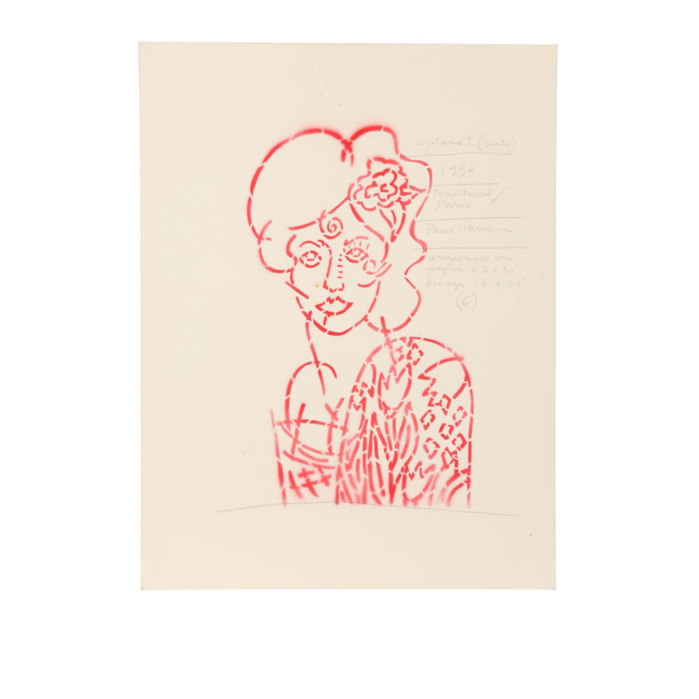 Airbrush Painting on Paper of a Woman