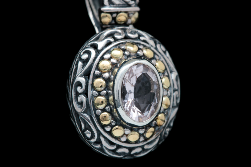 Robert Manse Sterling SIlver, 18K Yellow Gold and Morganite Pendant