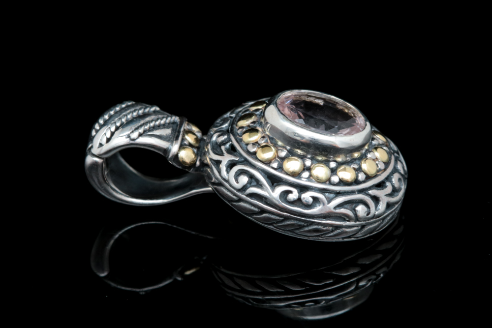 Robert Manse Sterling SIlver, 18K Yellow Gold and Morganite Pendant
