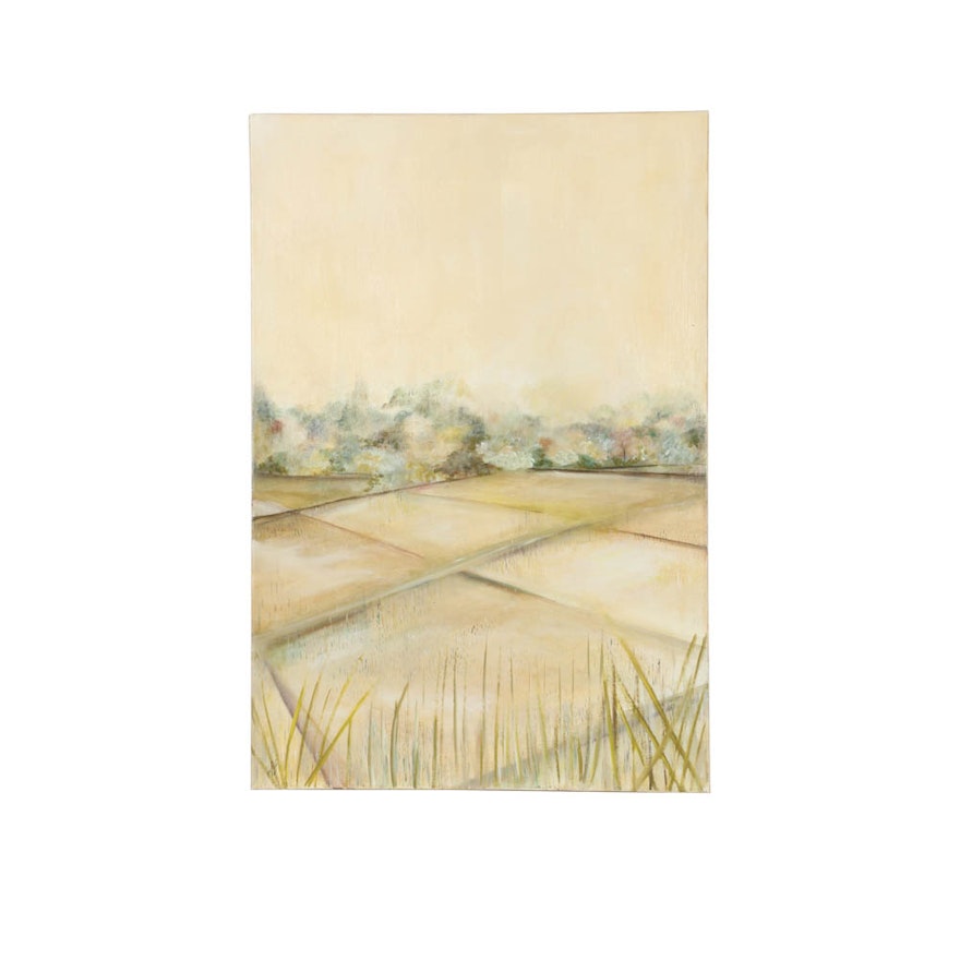 Jacqueline Saporiti Acrylic Painting on Canvas of a Field