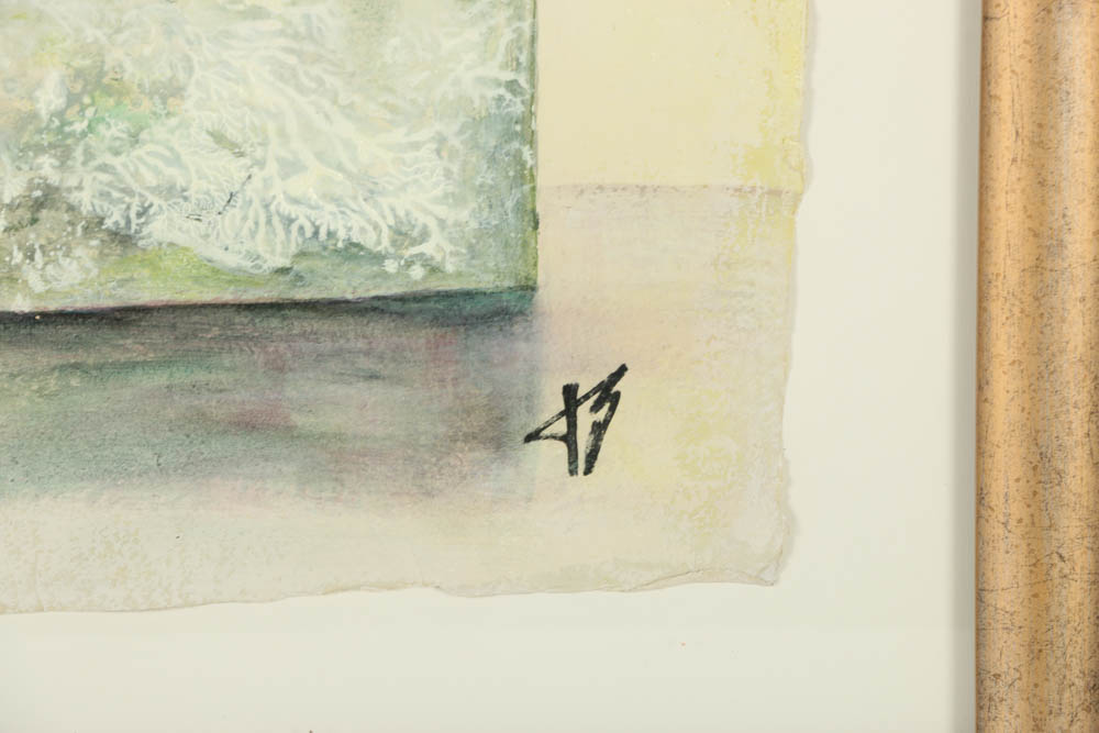 Jacqueline Saporiti Acrylic Painting of Potted Plant