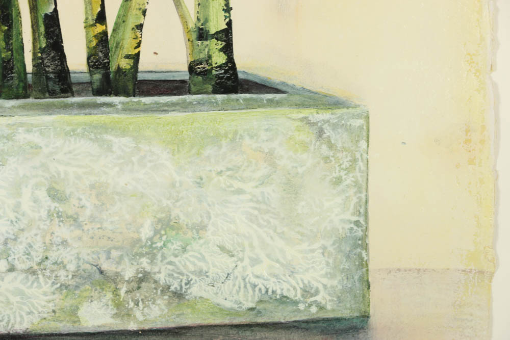 Jacqueline Saporiti Acrylic Painting of Potted Plant