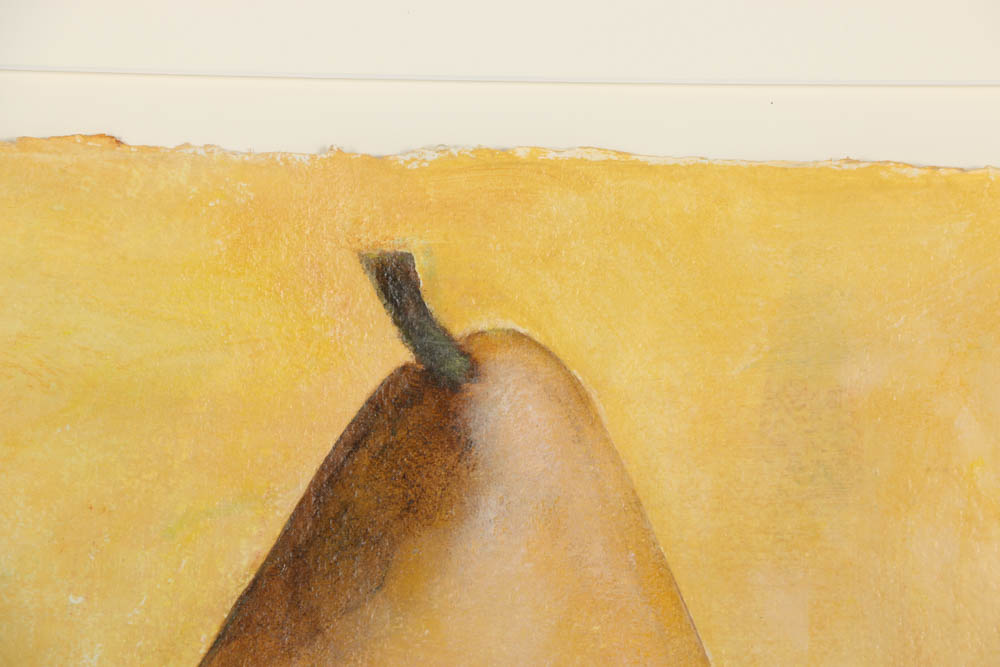 Jacqueline Saporiti Acrylic Painting on Paper of a Pear