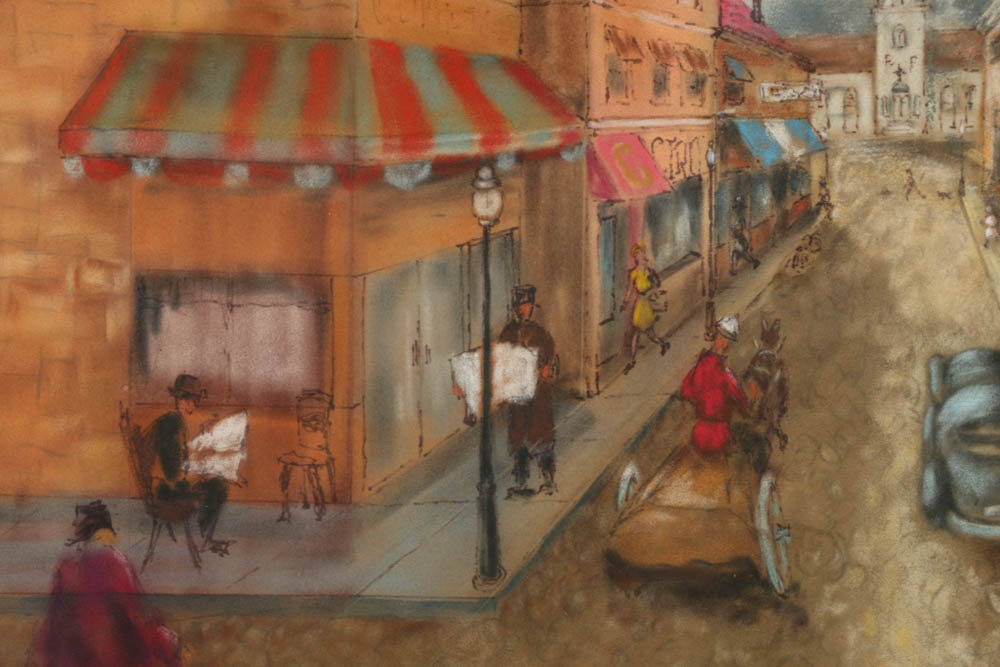Nelson Sears Pastel Drawing "Brittany Village"