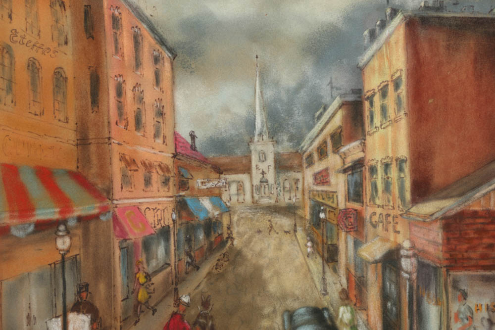 Nelson Sears Pastel Drawing "Brittany Village"