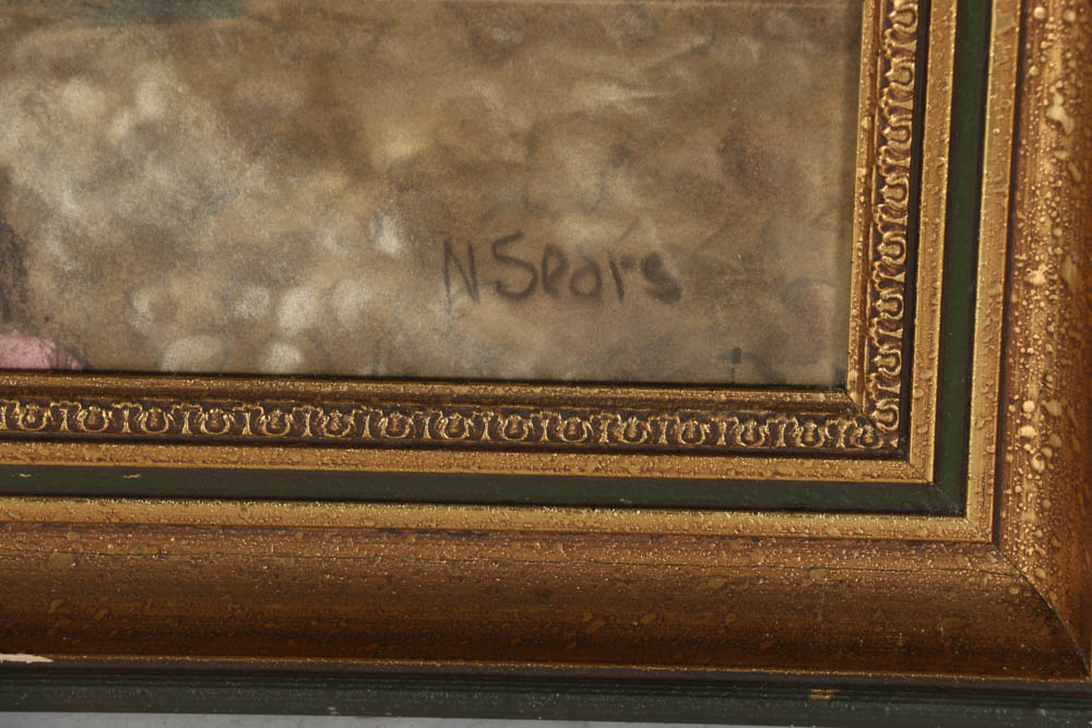 Nelson Sears Pastel Drawing "Brittany Village"