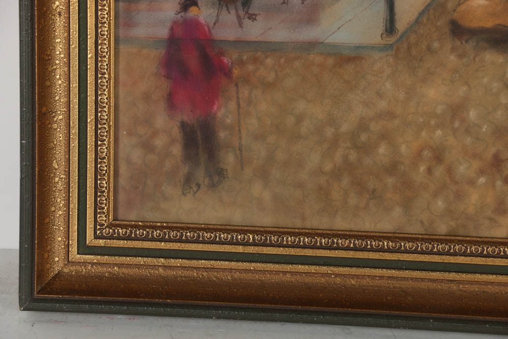 Nelson Sears Pastel Drawing "Brittany Village"