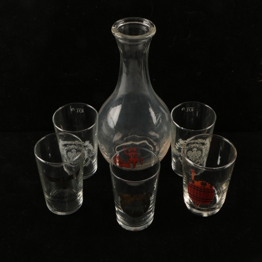 Vintage Glass Carafe and Pint Glasses