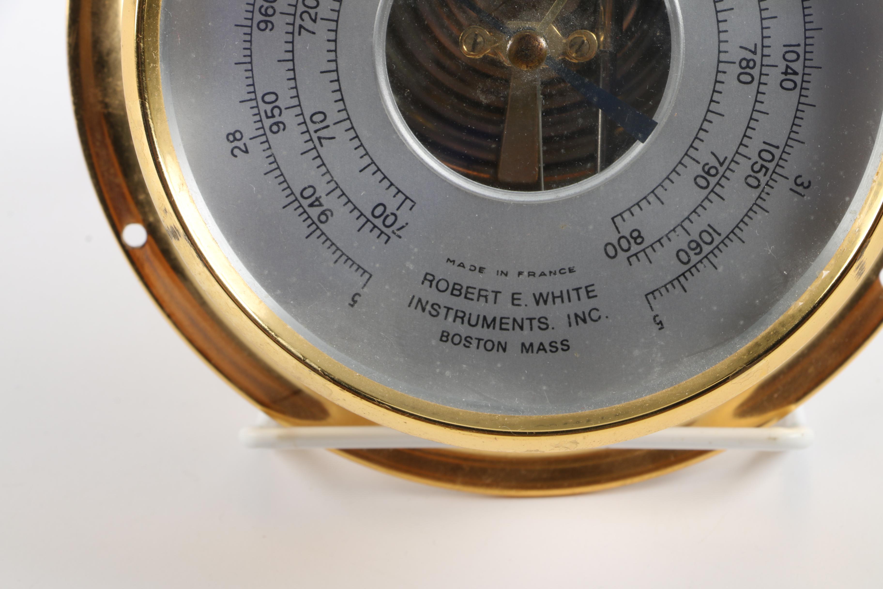 Vintage Robert E. White Instruments Brass Barometer