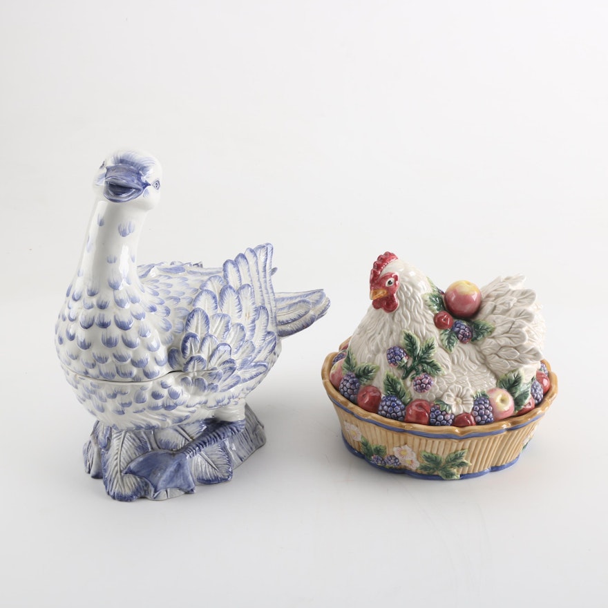 Fitz and Floyd Chicken Dish and Italian Swan Tureen