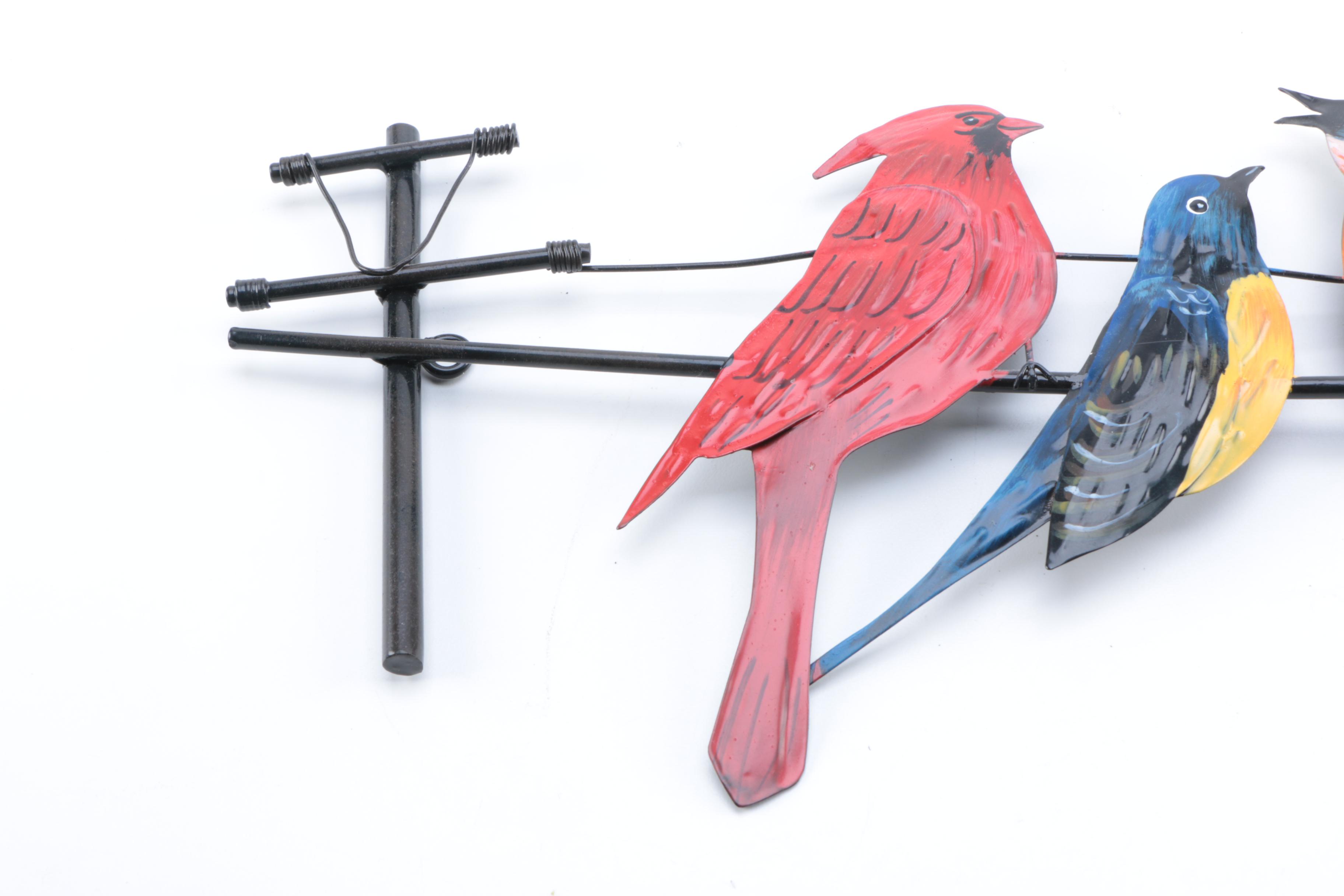 Hand-Painted Metal Bird Wall Decor