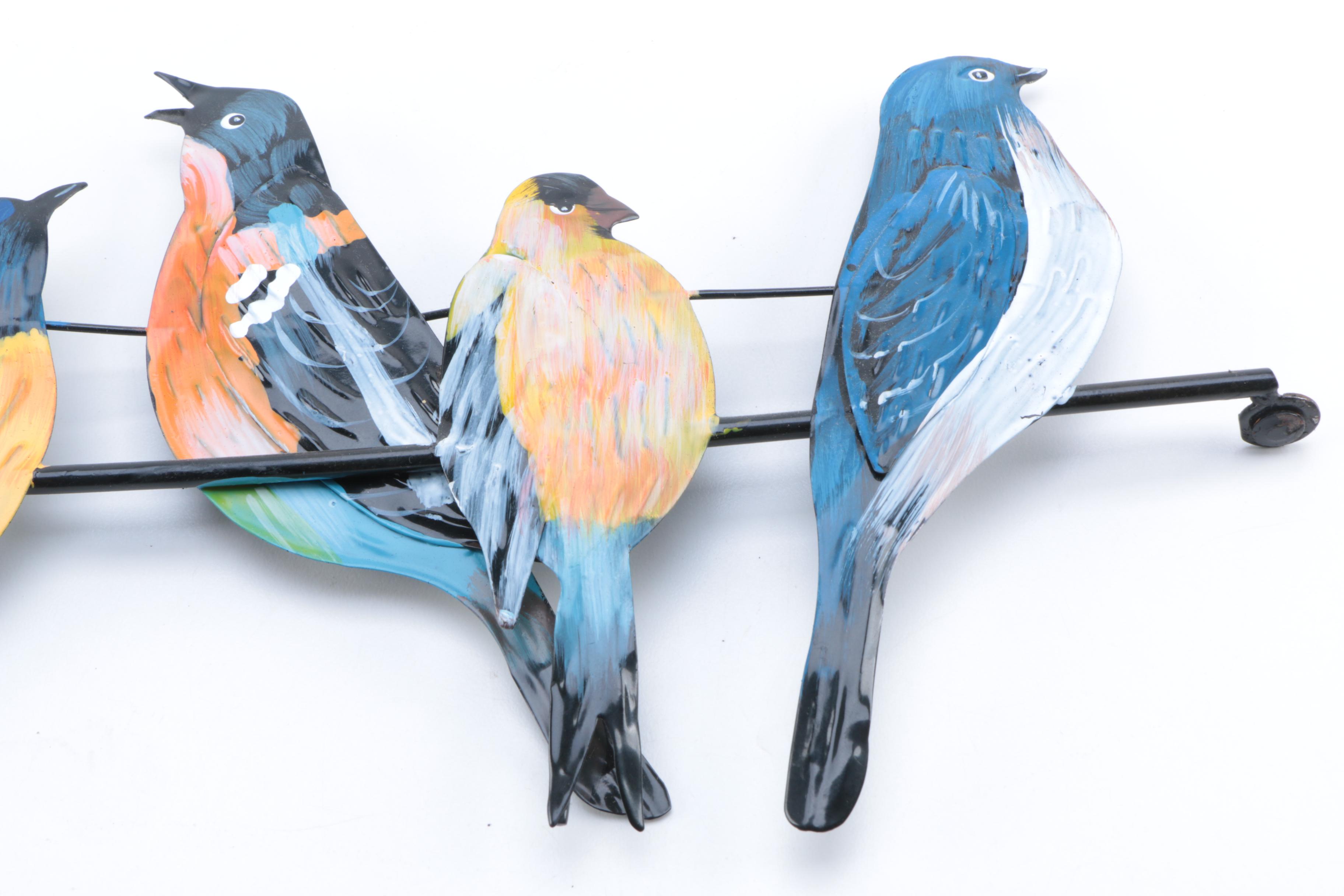 Hand-Painted Metal Bird Wall Decor