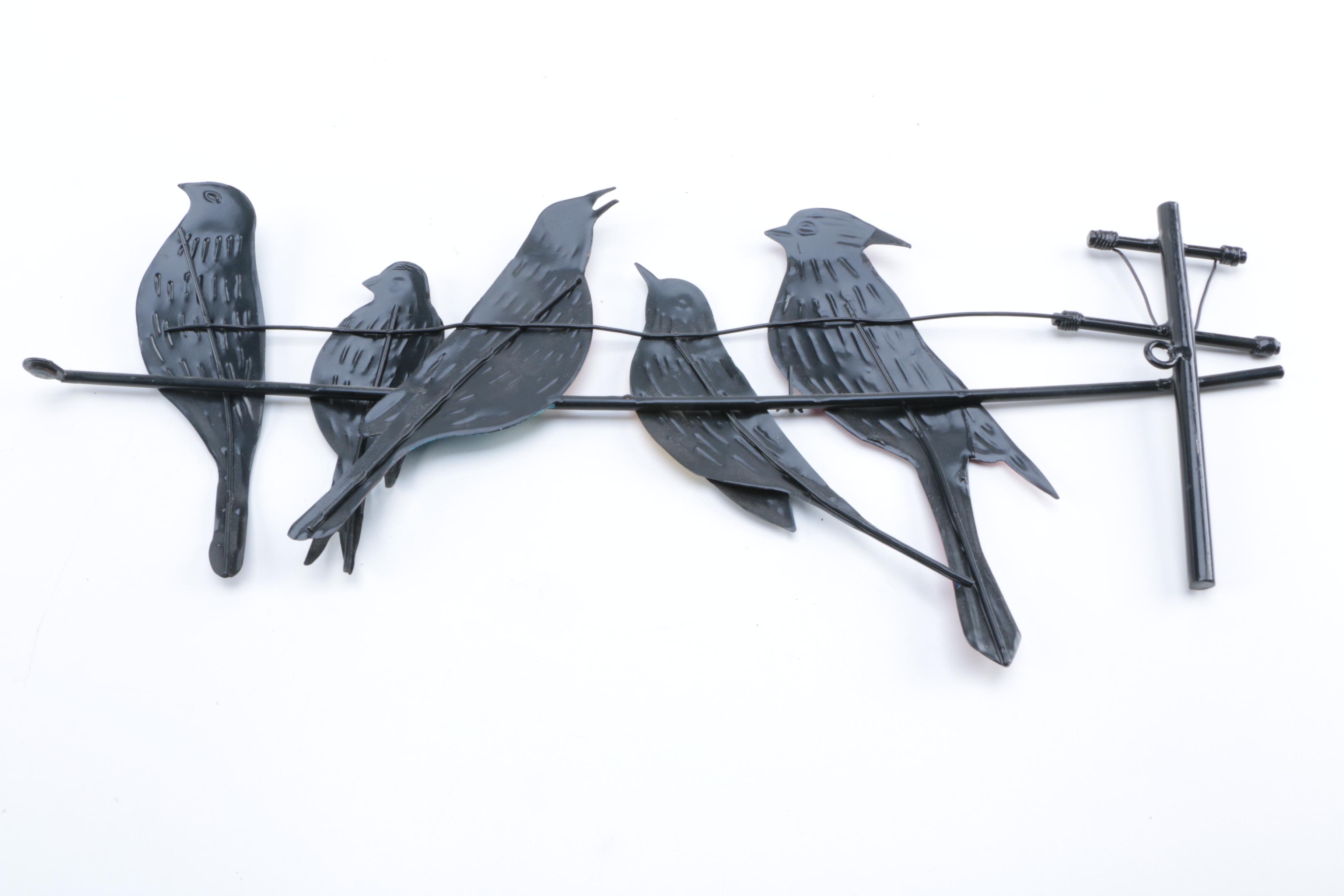 Hand-Painted Metal Bird Wall Decor