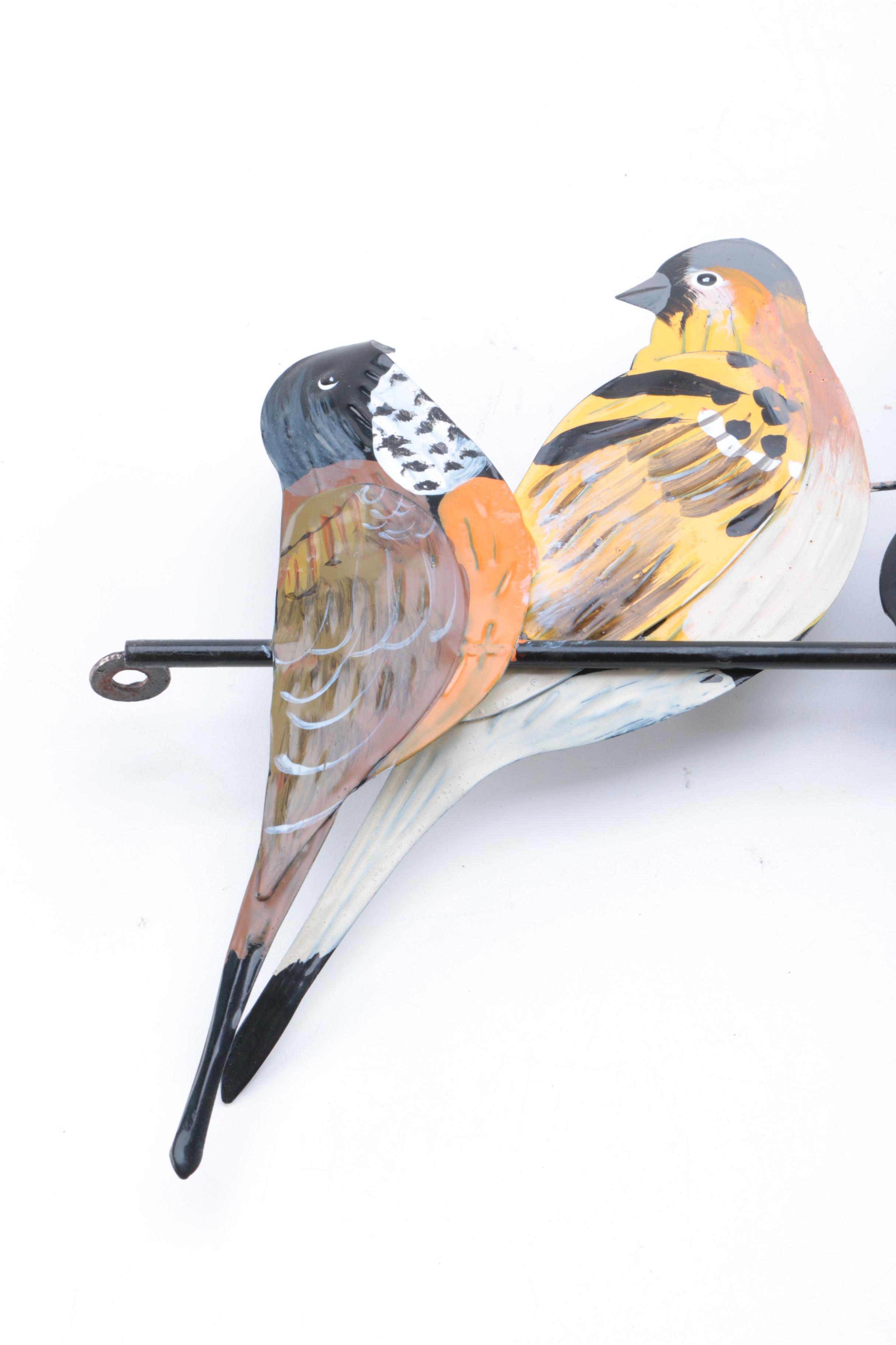 Hand-Painted Metal Bird Wall Decor