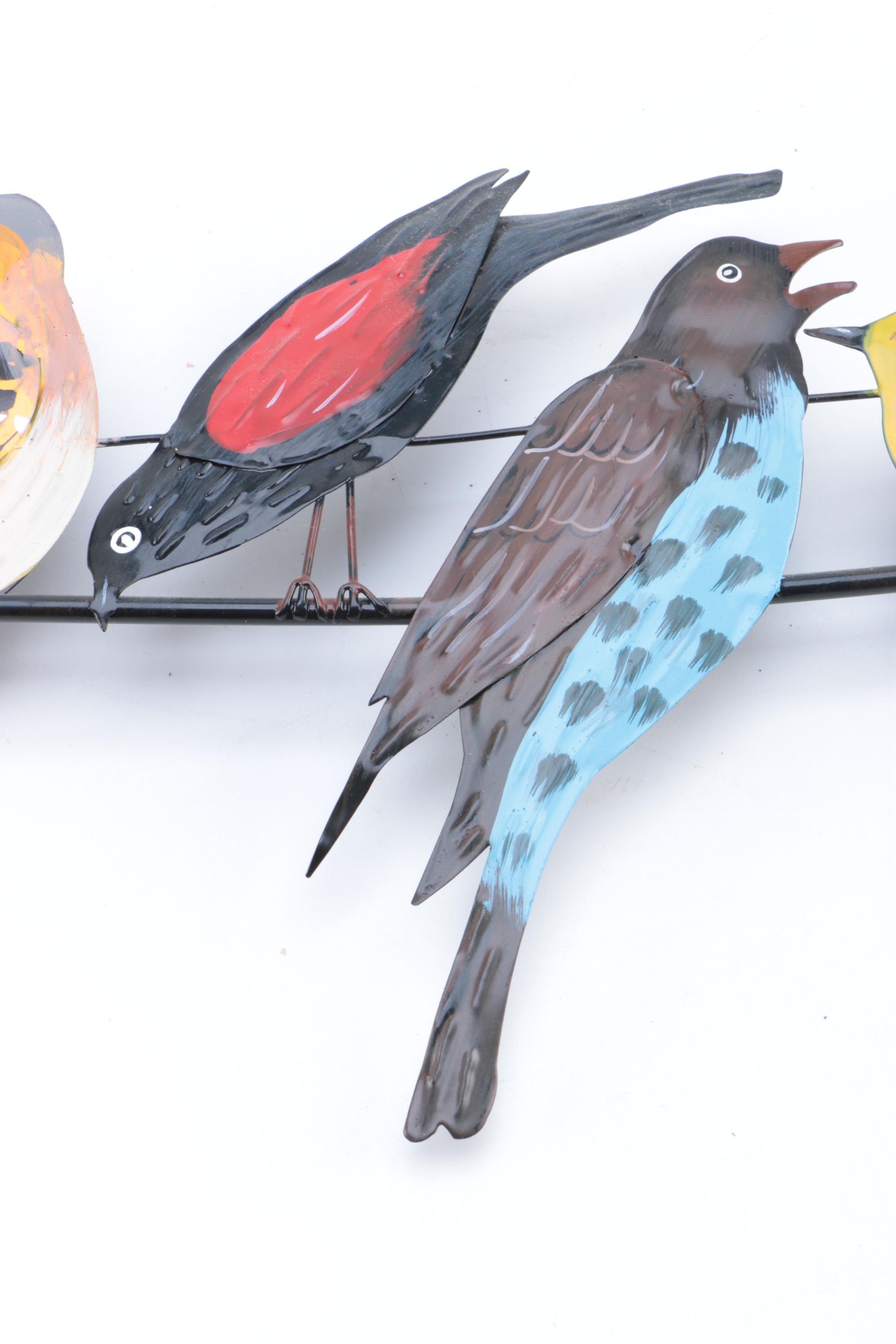 Hand-Painted Metal Bird Wall Decor