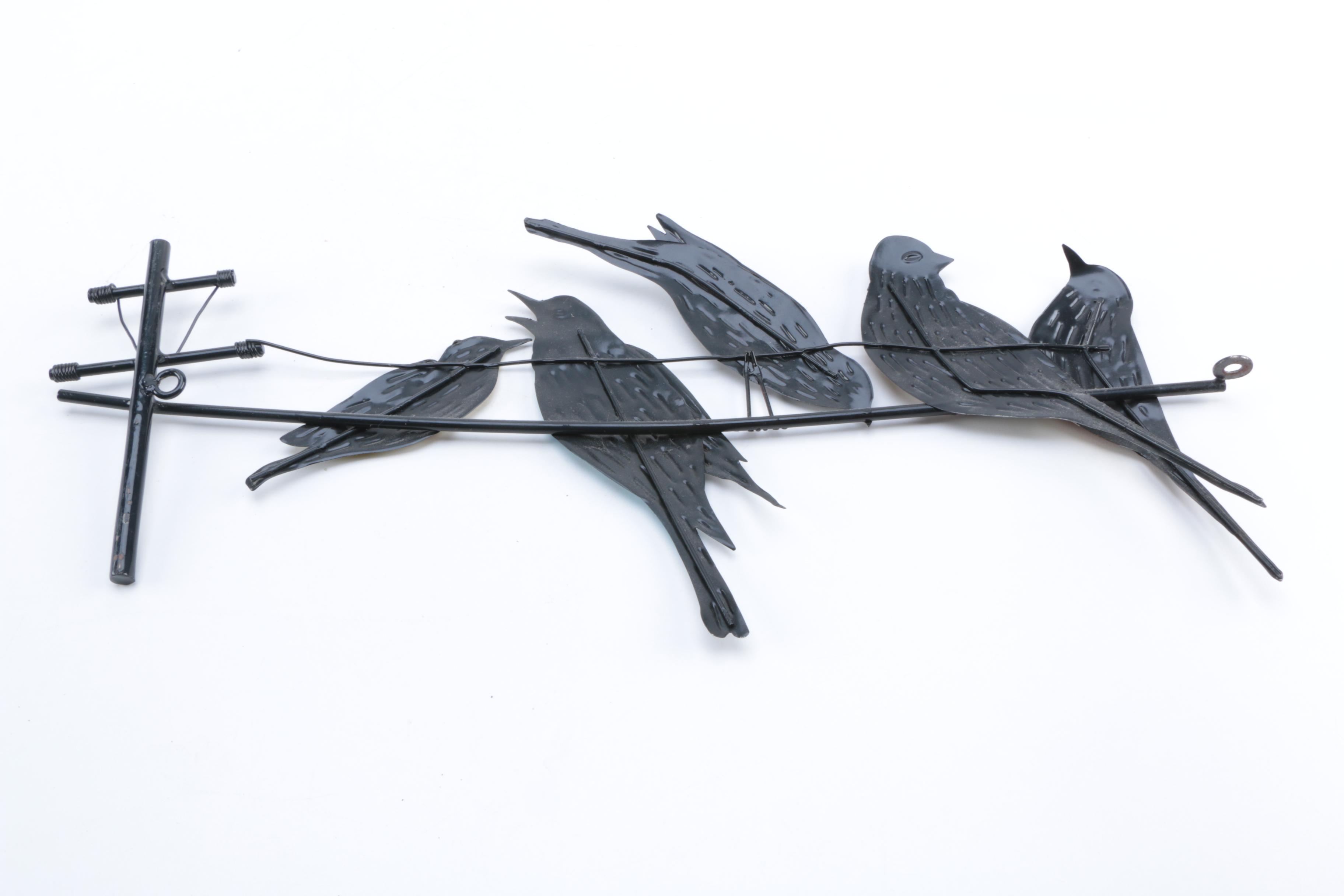 Hand-Painted Metal Bird Wall Decor