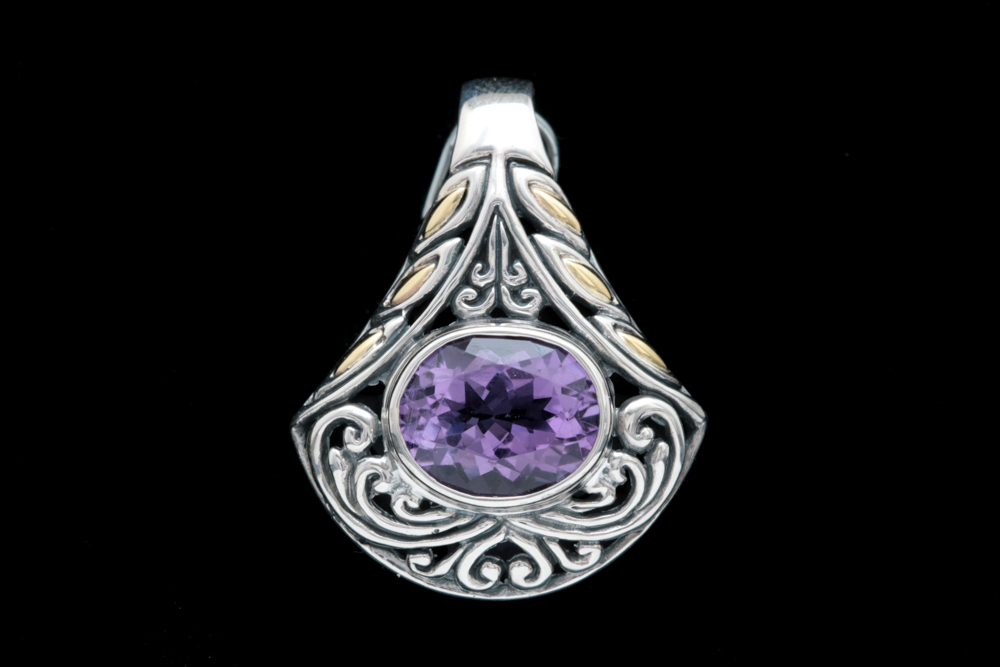 Robert Manse Sterling Silver, 18K Yellow Gold and Amethyst Pendant