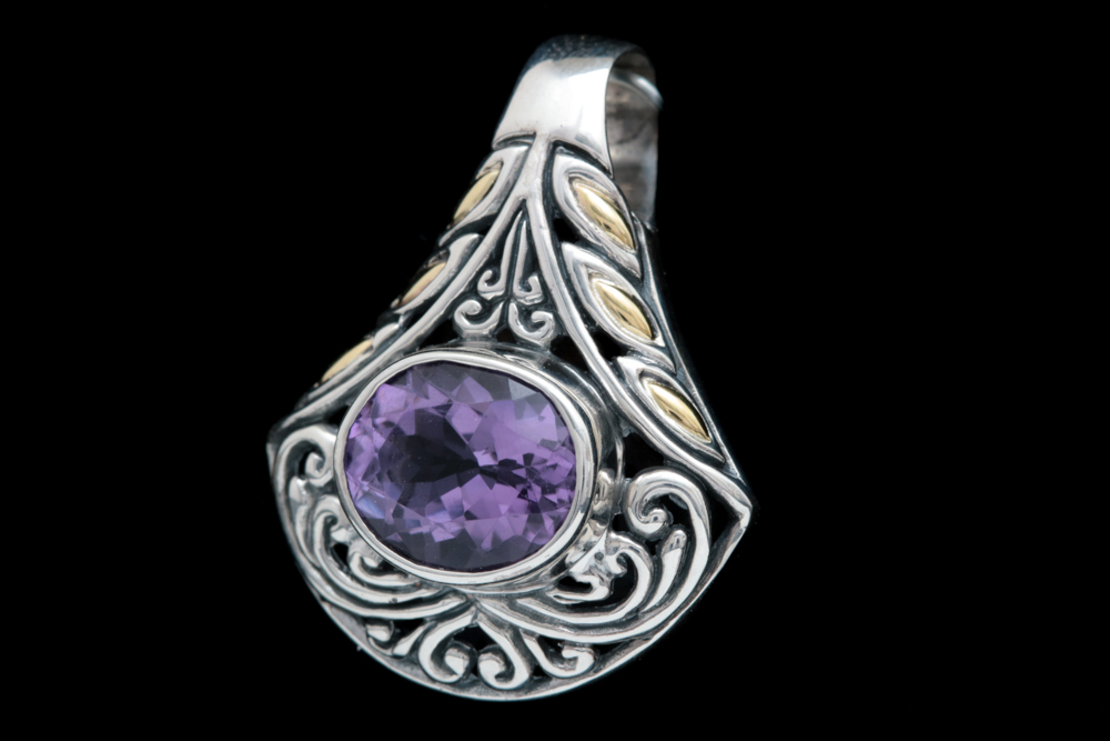 Robert Manse Sterling Silver, 18K Yellow Gold and Amethyst Pendant