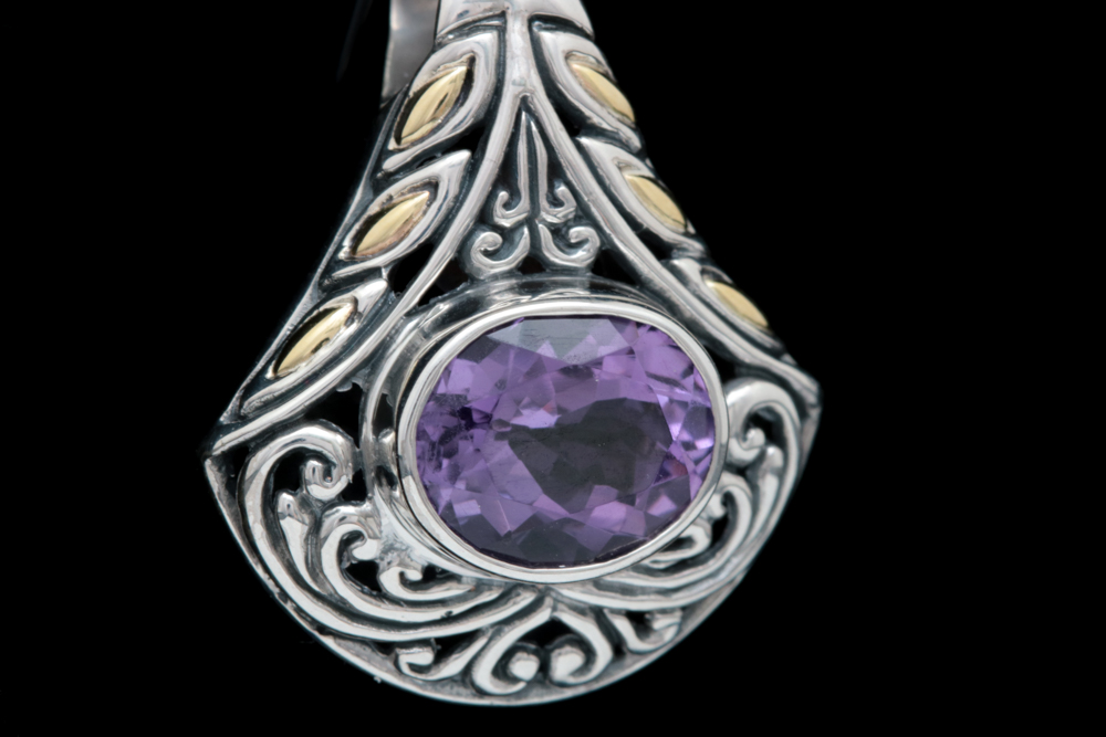Robert Manse Sterling Silver, 18K Yellow Gold and Amethyst Pendant