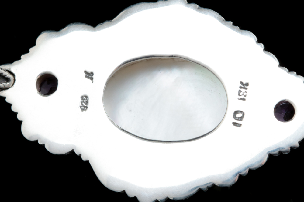 Robert Manse Sterling Silver, 18K Yellow Gold, Mabé Pearl and Amethyst Pendant