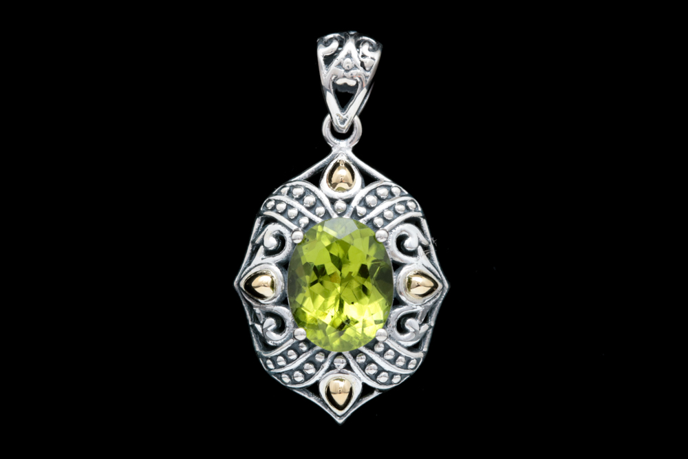 Robert Manse Sterling Silver, 18K Yellow Gold and Peridot Pendant