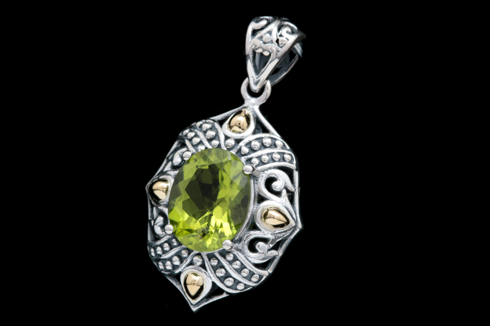 Robert Manse Sterling Silver, 18K Yellow Gold and Peridot Pendant