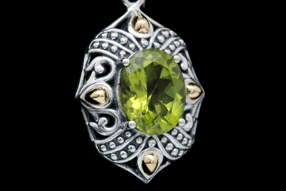 Robert Manse Sterling Silver, 18K Yellow Gold and Peridot Pendant