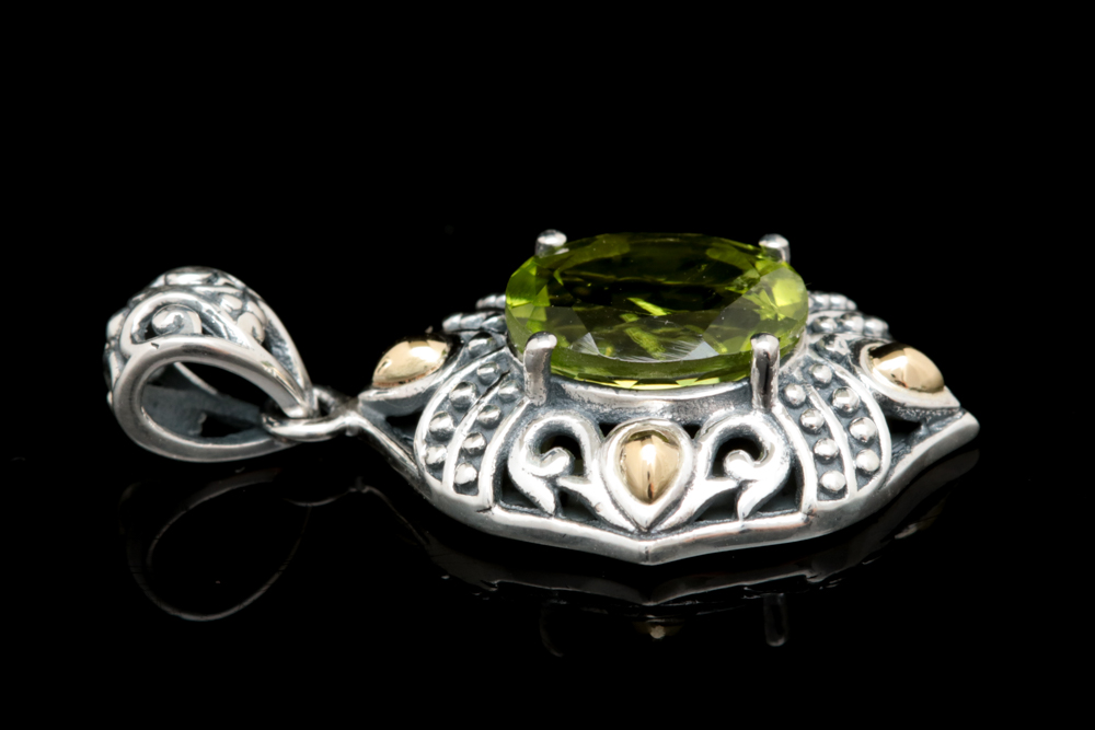 Robert Manse Sterling Silver, 18K Yellow Gold and Peridot Pendant