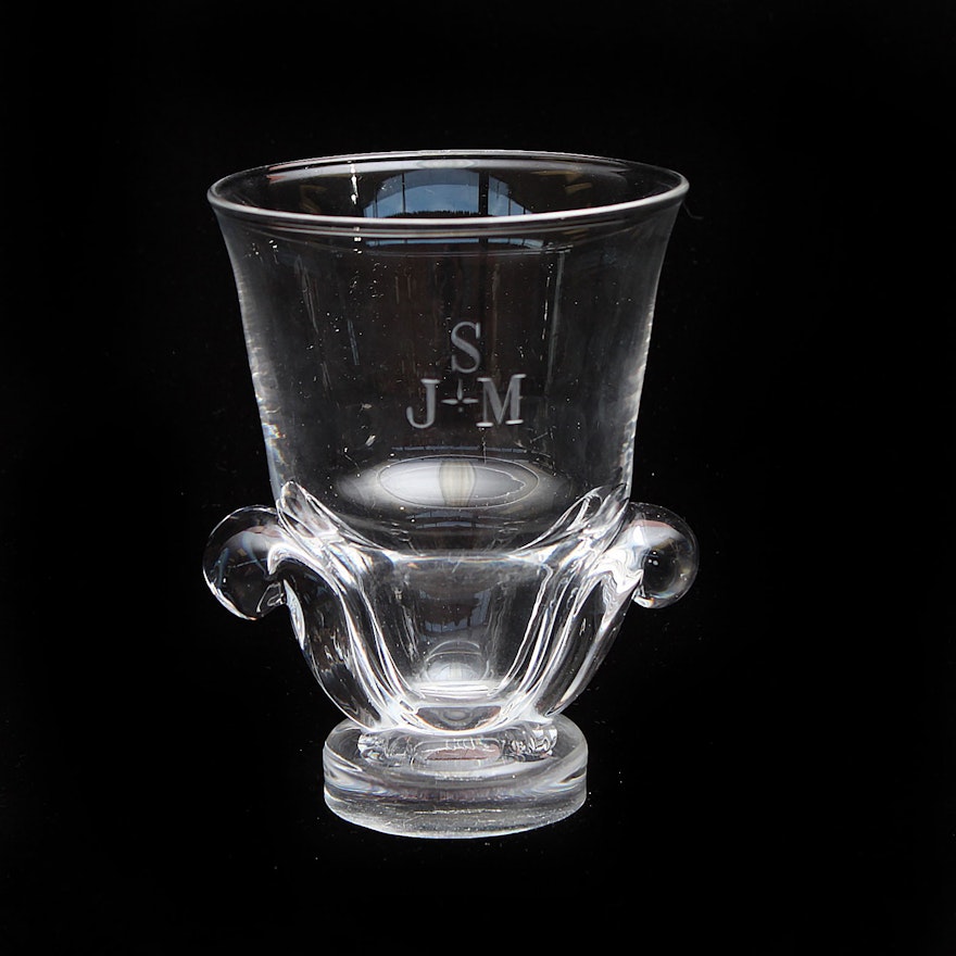 Monogrammed Steuben Crystal "Lyre" Vase
