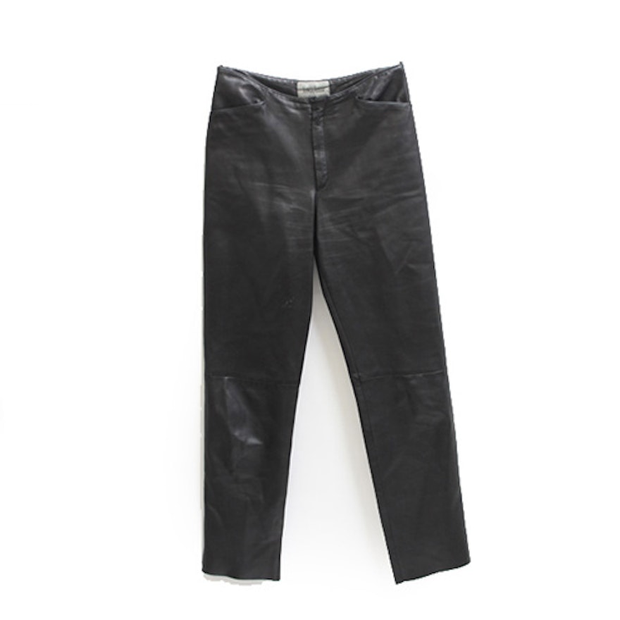 Women's Neiman Marcus Brown Leather Pants