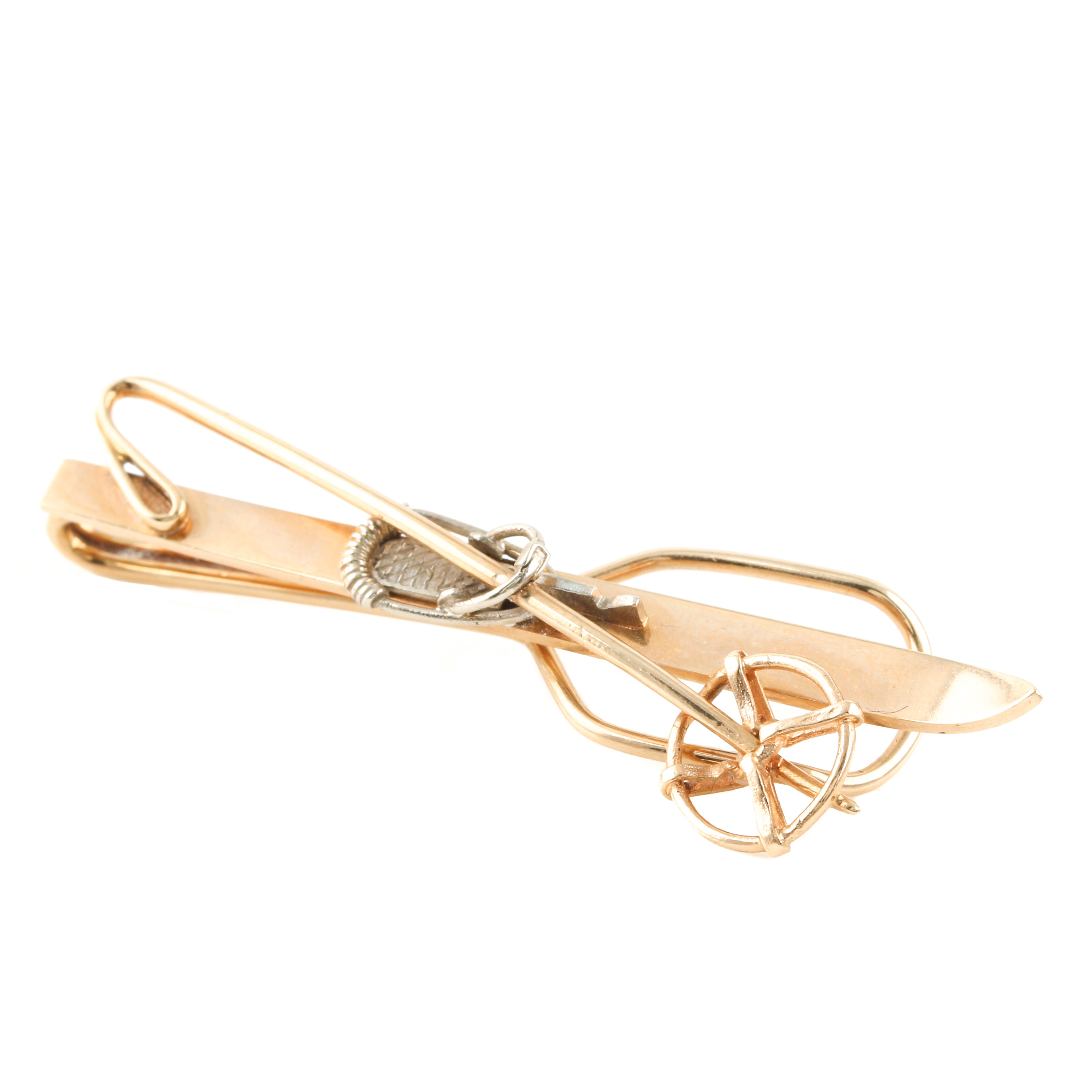 14K Yellow Gold Figural Ski Money Clip