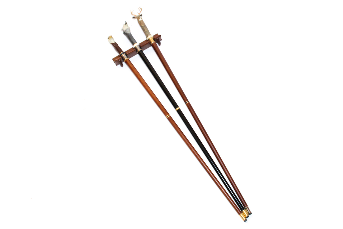 Animal Head Canes With Hanging Wall Shelf