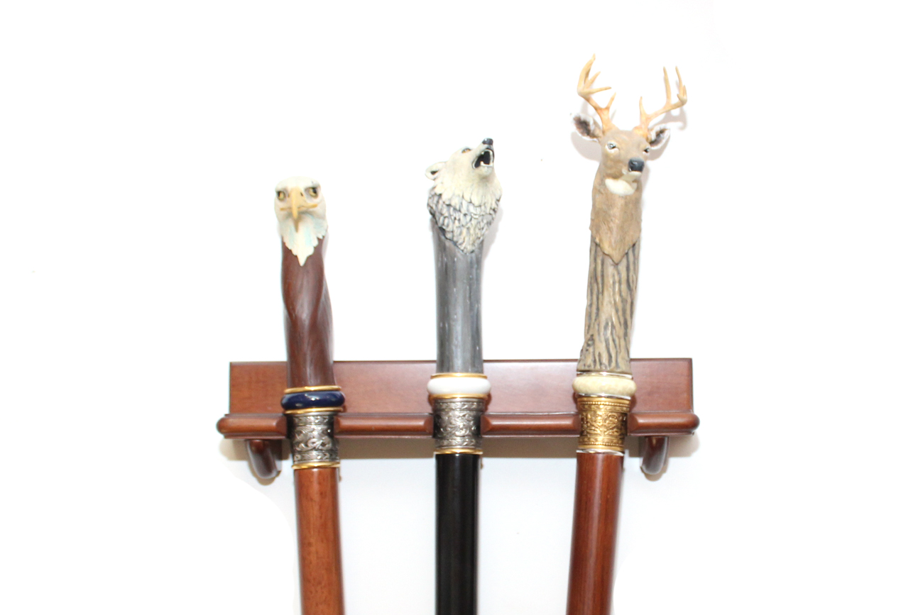 Animal Head Canes With Hanging Wall Shelf
