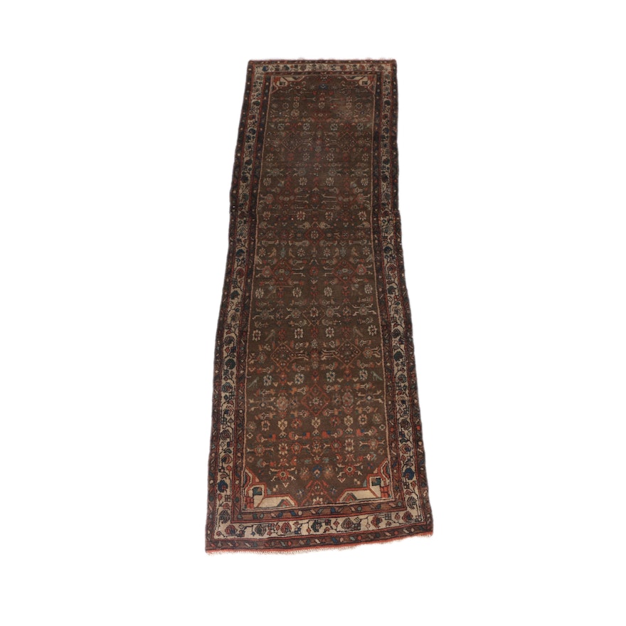 Vintage Hand-Knotted Persian Hamadan Carpet Runner