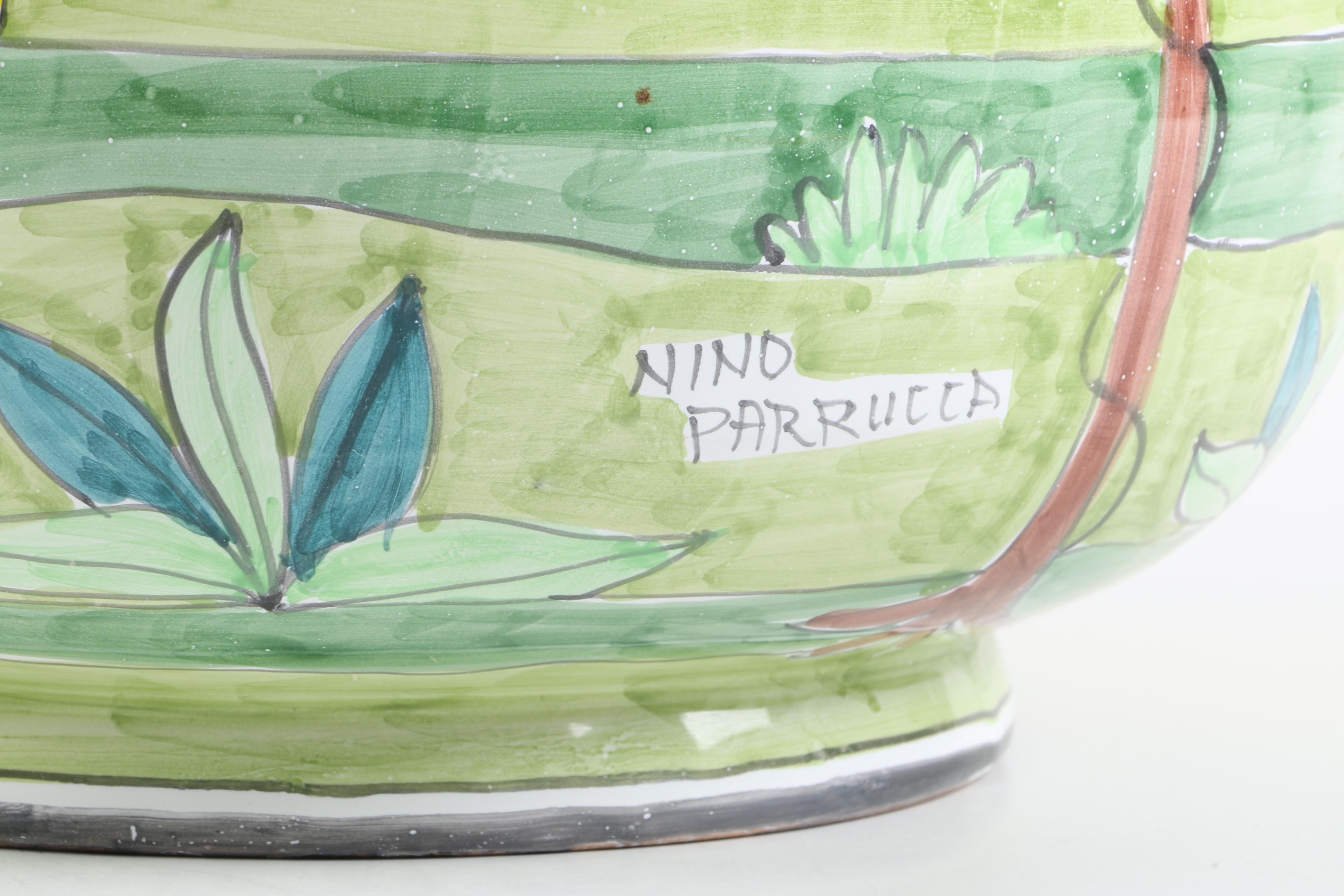 Nino Parrucca Signed Hand-Painted Italian Ceramic Jardiniere