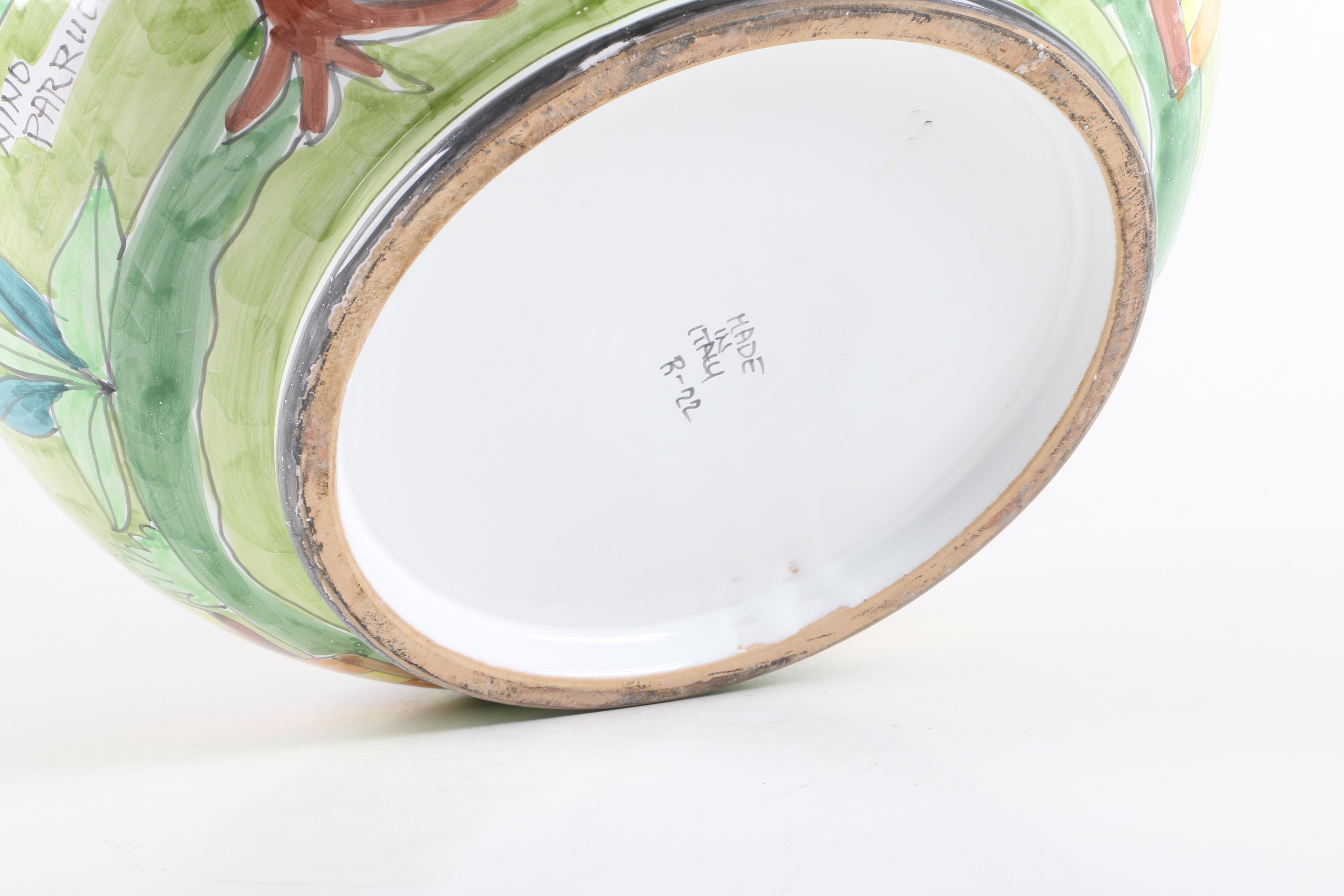Nino Parrucca Signed Hand-Painted Italian Ceramic Jardiniere