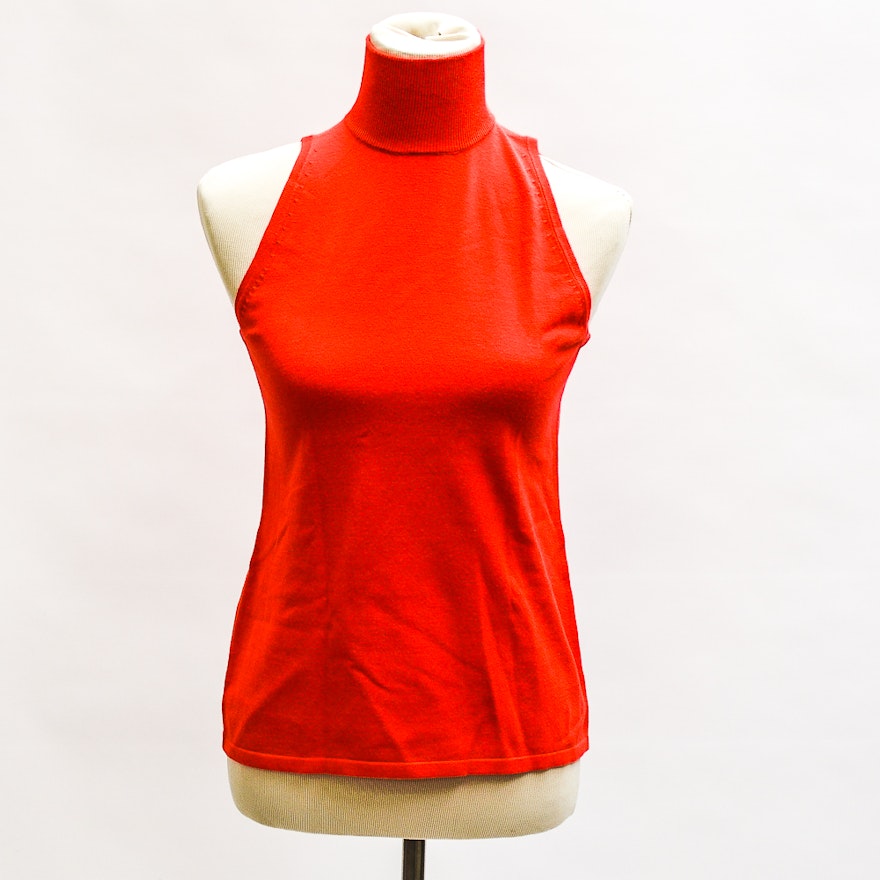 Melody Thomas Scott Red Sleeveless Turtleneck