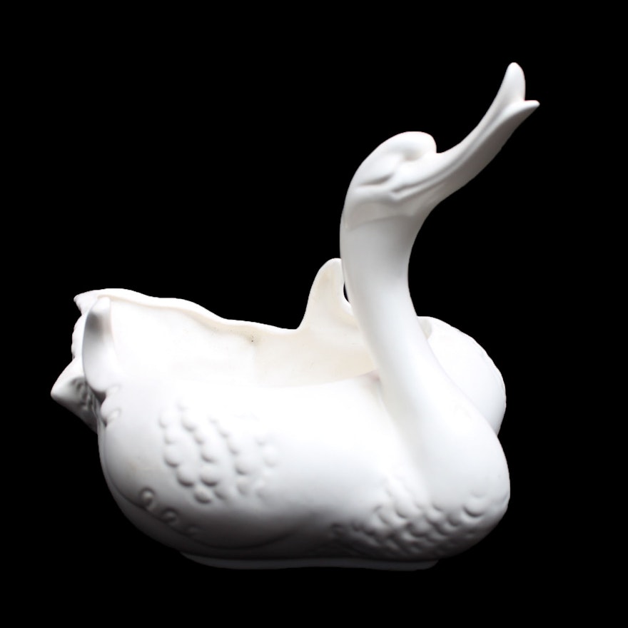 Hull Pottery White Ceramic Swan Planter