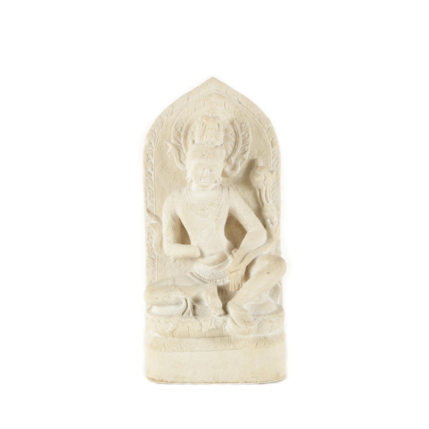 East Asian Style Sandstone Sculpture of Buddhist Figure