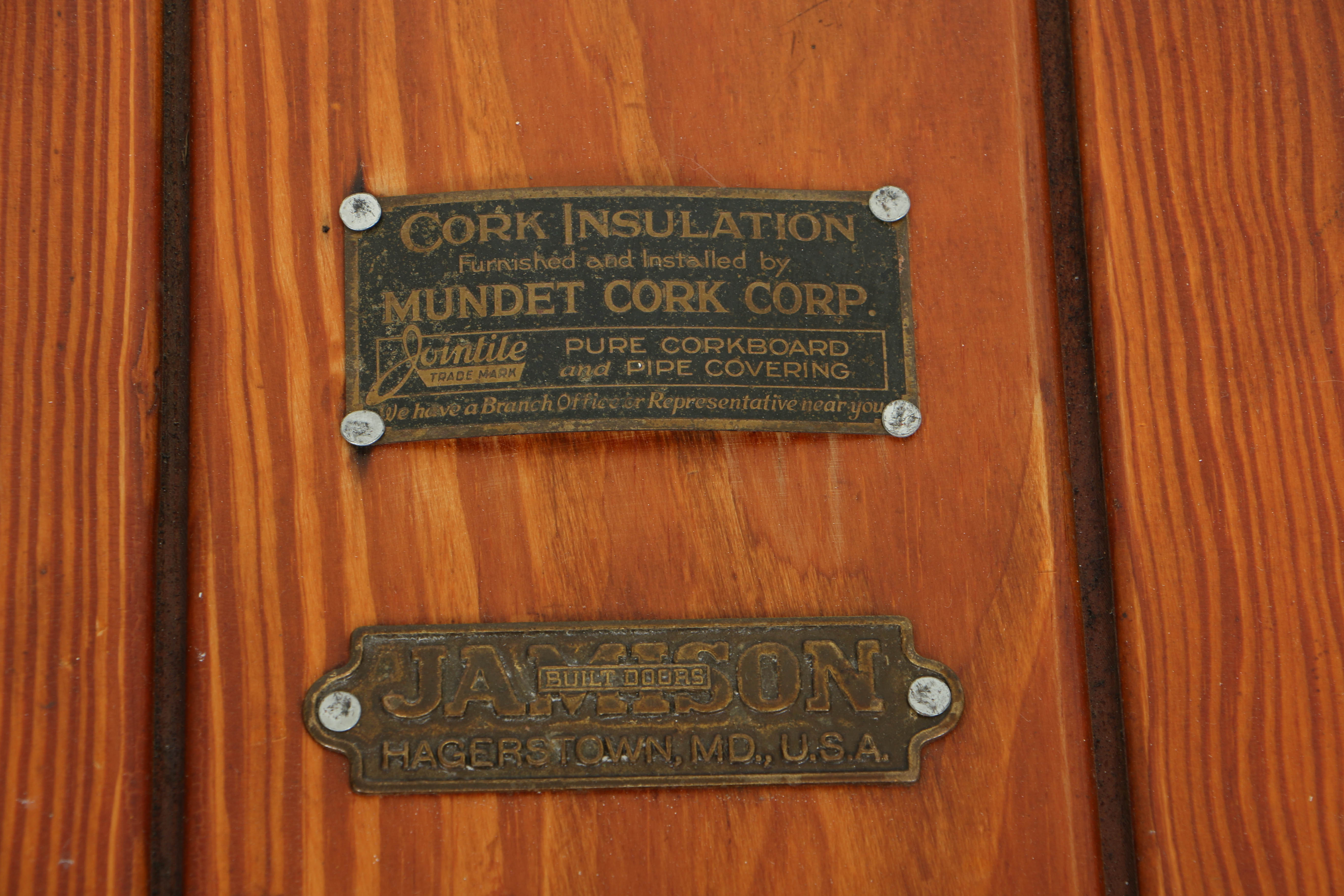 Vintage Jamison Built Cork Insulated Freezer Door and Frame